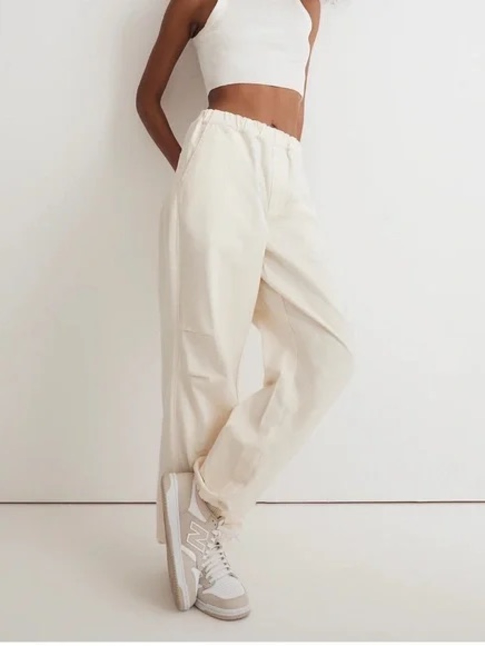 Madewell High-Rise Cream Wide-Leg Jogger Pants